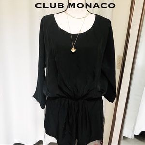 Club Monaco Black Cinched Waist Tunic Blouse - M